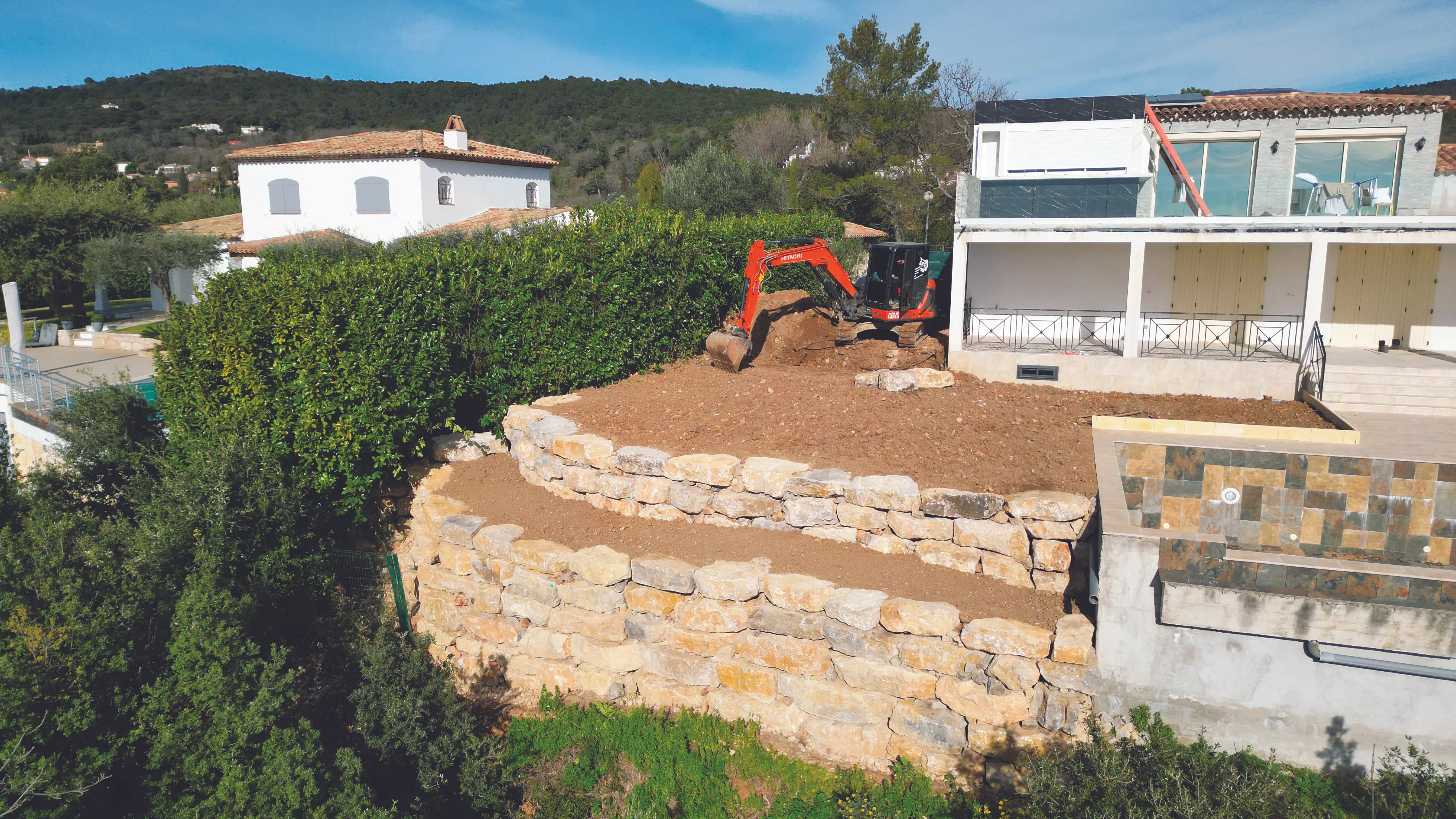 Mur de soutènement en enrochement